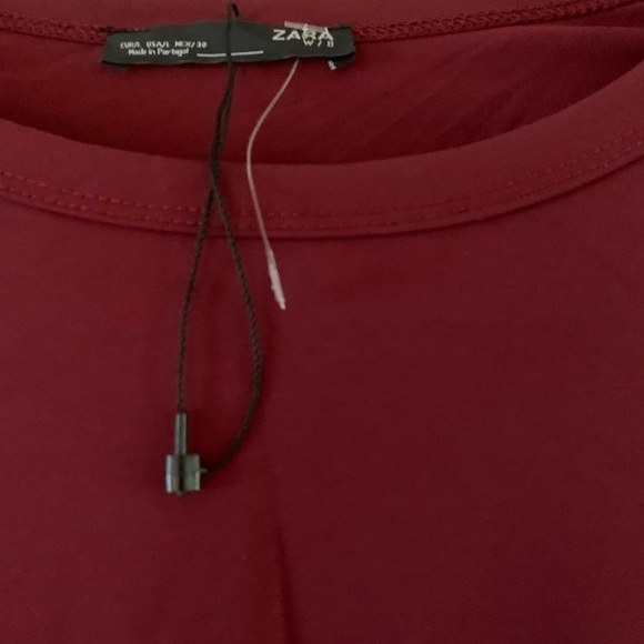 ZARA NWOT red wine color bodycon midi dress - Picture 5 of 6